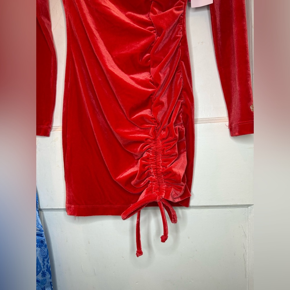Juicy Couture Red Velvet Long Sleeve Dress - Picture 5 of 5